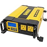 DEWALT DXAEPI1000 Power Inverter 1000W Car Converter with LCD Display: Dual 120V AC Outlets, 3.1A USB Ports, Battery Clamps