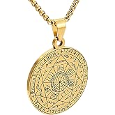 LGBOTMC Seven Archangels Seal of Solomon Pendant Necklace, Stainless Steel,Rune Magic Circle Charm