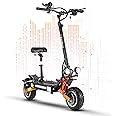 MetaMoov ZO01 Plus Electric Scooter, 6000W Dual Motors Up to 58 MPH, 60 Miles Range 60V35AH Battery, 11" Off Road Fat Tires, C-Type Dual Suspensions Electric Scooter for Adults with Seat & Damper