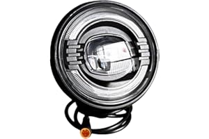 E-Bike LED Headlight with Horn, 3/4 Pin Connector, High Brightness LED Front Light for, 36-48V Folding/Mountain/Fat Tire Ebik