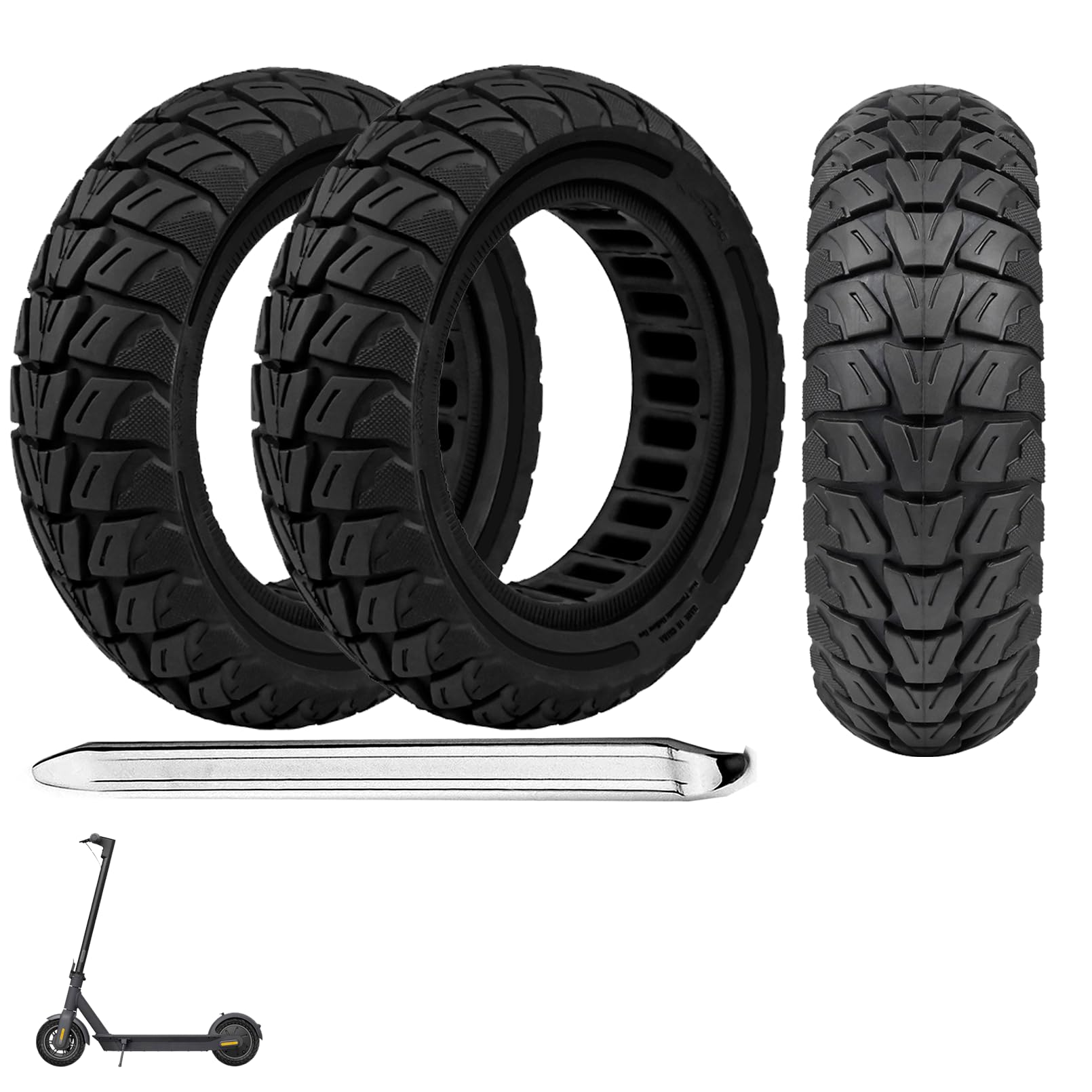 Photo 1 of 10x3 Inch Electric Scooter Solid Tires, 80/65-6.5 Replacement Rubber Tyre,255x80 Tubeless for Zero 10X& Vsett 10+& Kaabo Mantis& Kugoo M4/ M4 Pro&Motus PRO 10& Joyor S10S-Black (2PCS)