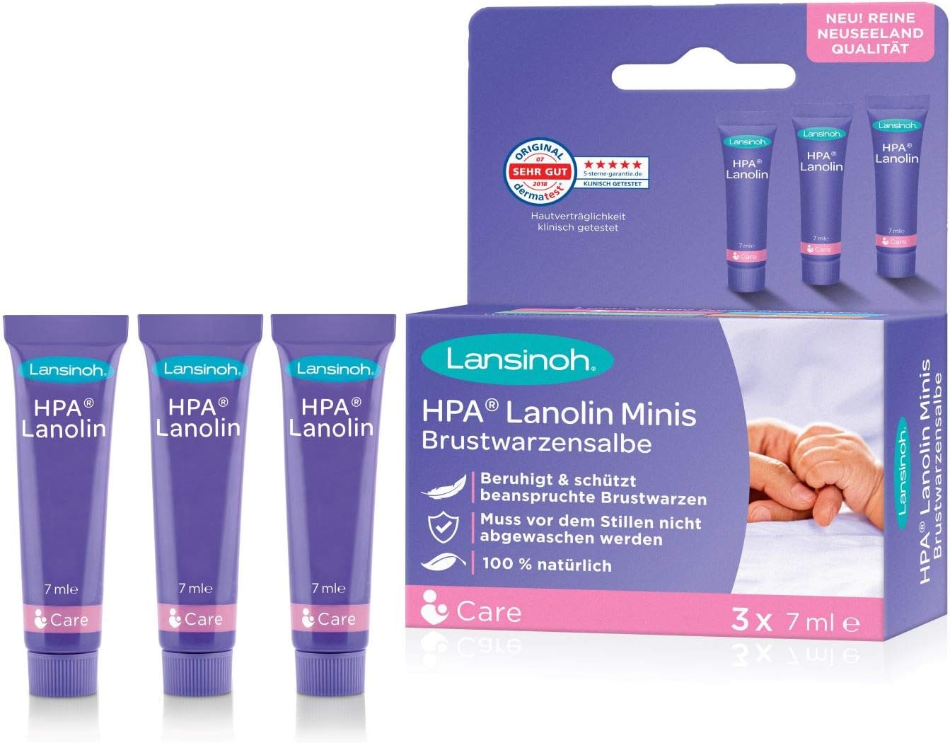 Lansinoh HPA Lanolin Minis Brustwarzensalbe, 3 x 7 ml