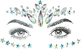 SHINEYES 6 Pcs Gemstone Face Stickers Rhinestone Temporary Tattoo Festival view 3