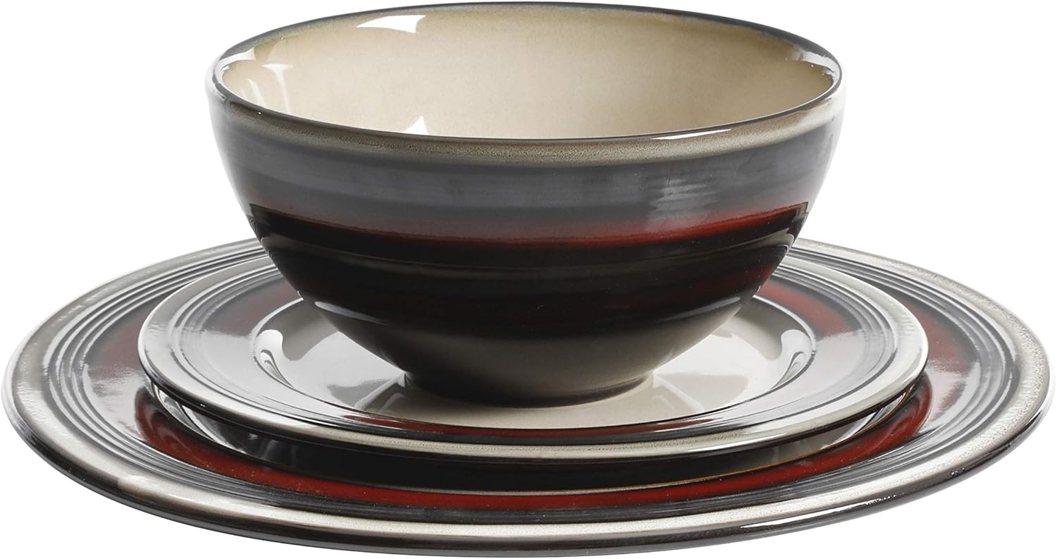  | Gibson Elite Everston 12 Piece Dinnerware Set, Red: Dinnerware Sets