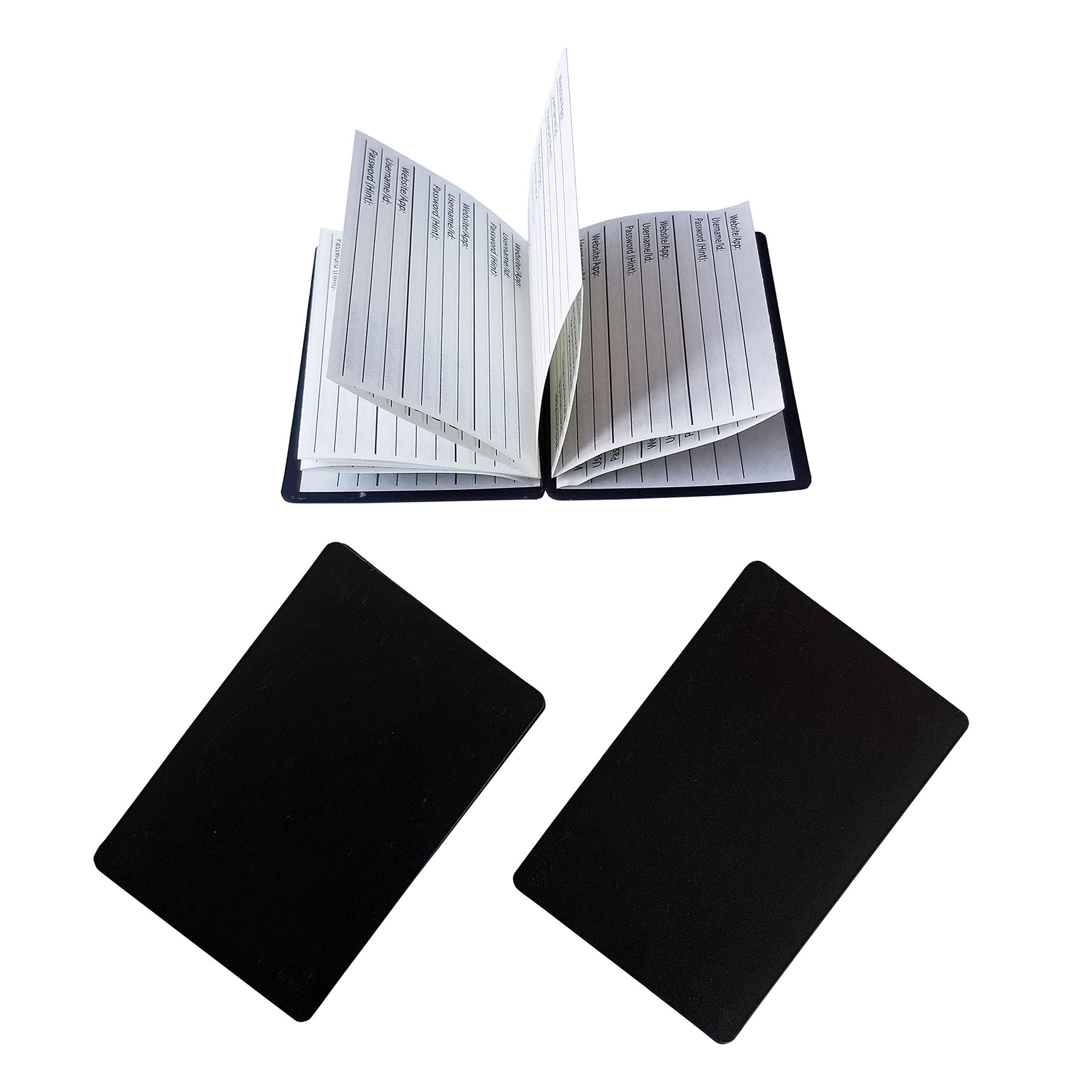 AppleTofu Magnetic Password Keeper - Credit Card Size Pocket Password Journal - Magnetic Wallet Book, Portable Website Name,Username,ID,Password Organizer - Set of 2,Black,3 58inchL x 2 58inch 18inch