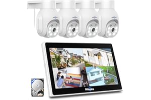 Hiseeu Wireless Security Camera System, 4-Camera Bullet Kit with 10" DVR Monitor, All-in-1 Home 2.4G/5G WiFi Camera System, 1