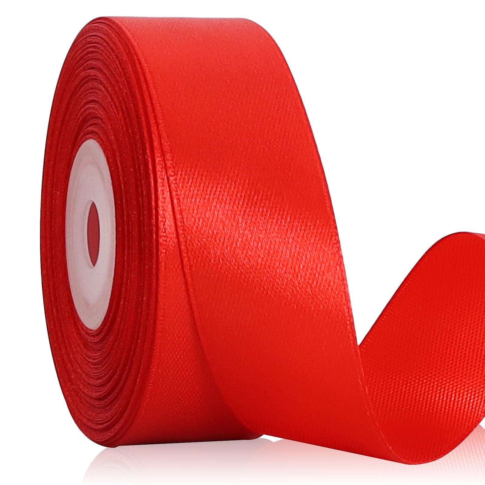 TONIFUL Red Satin Ribbon 1 Inch X 25yds Solid Silk Ribbons for Gift Wrapping, Craft, Floral Bouquets, Valentine's Day Christmas Decoration，Birthday Gift Wrapping, Wedding Decoration — image 1