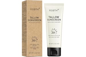 Tallow Sunscreen, Beef Tallow Sunscreen with Zinc Oxide, Non-Greasy Formula for Face and Body, Travel Size 2 oz