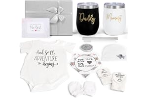 SUHCTUPTX New Mom Gifts for Women, Top Pregnancy Gifts for New Parents Gender Reveal Gifts with Mom and Dad Tumbler Set for First Time Moms, Expecting Parents to Be, Gender Reveal, Baby Shower… (Grey)
