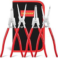 TOOLEAGUE 4 Pcs Snap Ring Pliers Set, Circlip Pliers, 13 inches Internal/External Heavy Duty for Ring Remover Retaining Strai