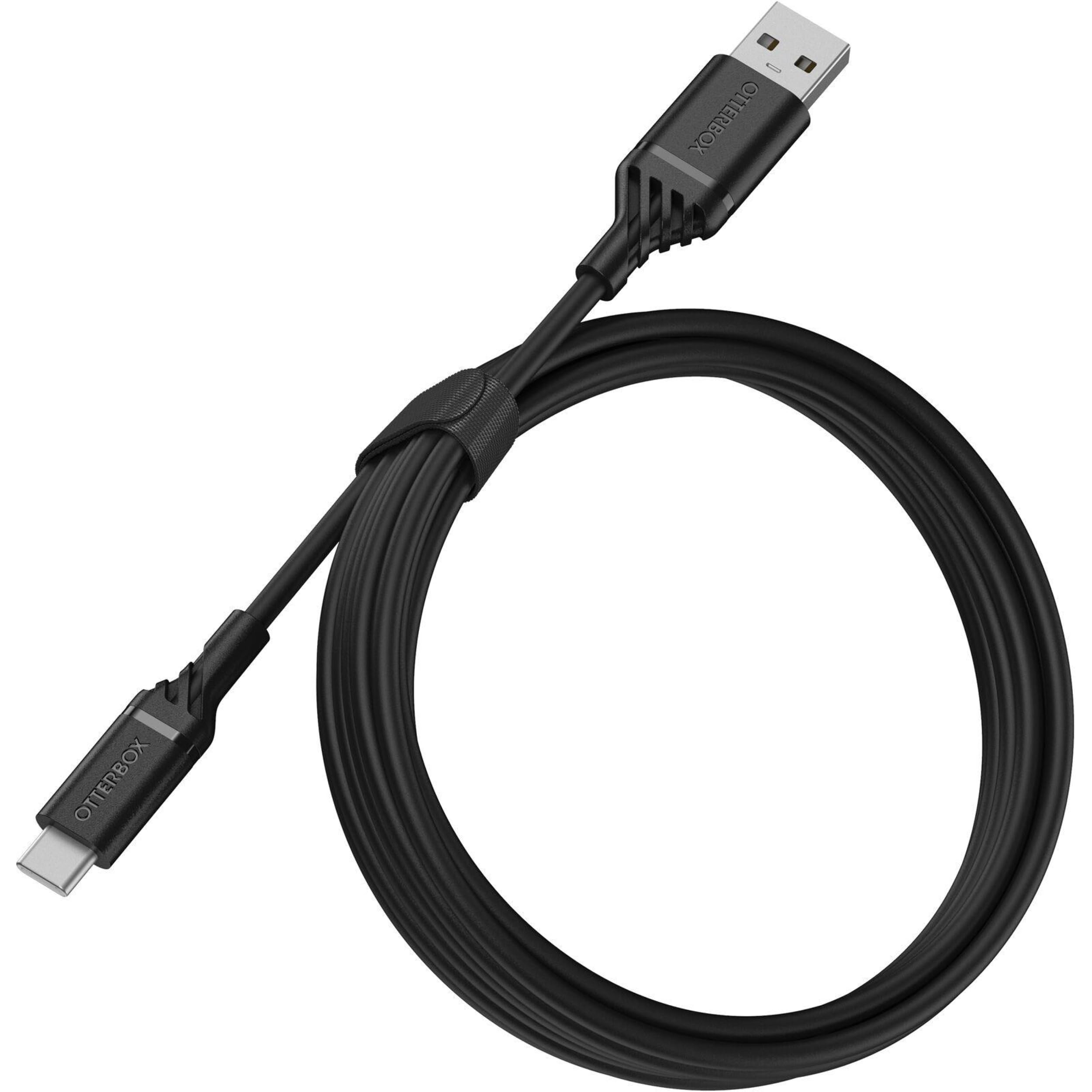 OtterBox Reinforced USB-A to USB-C Cable, Charging Cable for Smartphone and Tablet, Ultra-Rugged, Bend and Flex Tested, 2M, Black