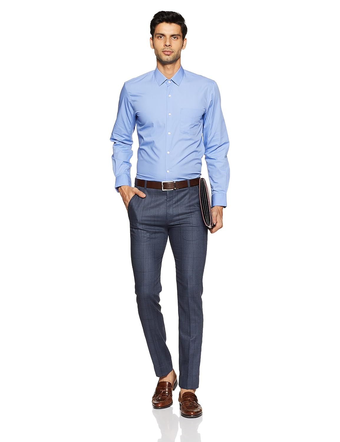 peter england men's solid slim fit formal shirt