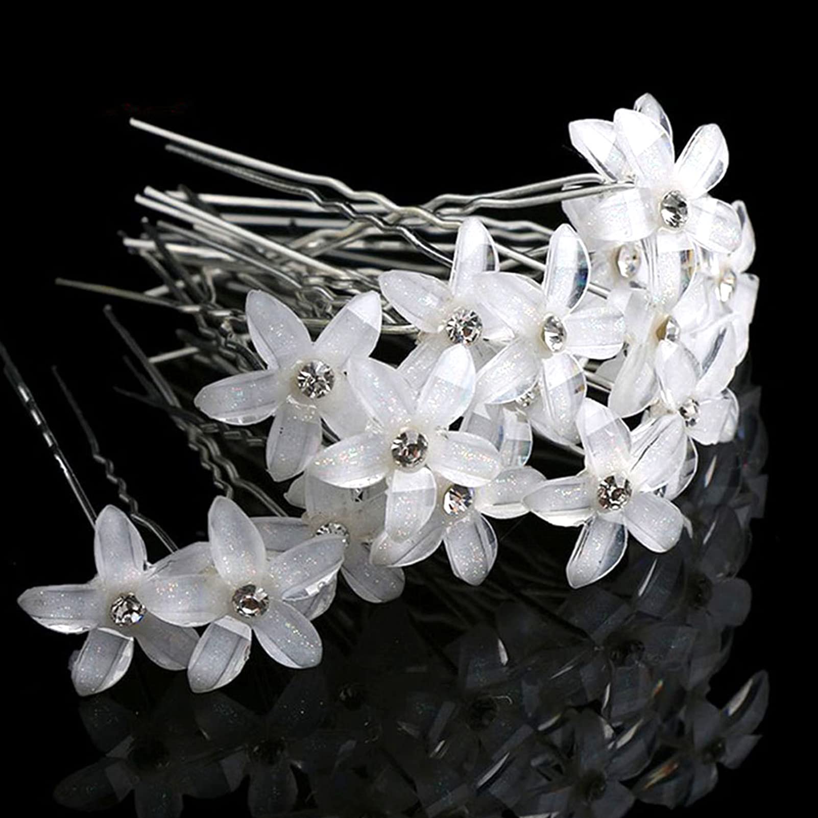 SONGQEE Wedding Hair Pins Pearl Accessory - Vintage Boho Flower Barrette Bobby Pins for Evening Prom Party Styling (20PCS Silver with Box)