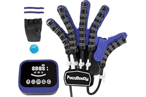 FocuBoody Hand Rehabilitation Robot Gloves Mobility Finger Training Equipment for Hemiplegia Stroke Cerebral Palsy Patient with USB Chargeable Left Hand (Blue Size M)
