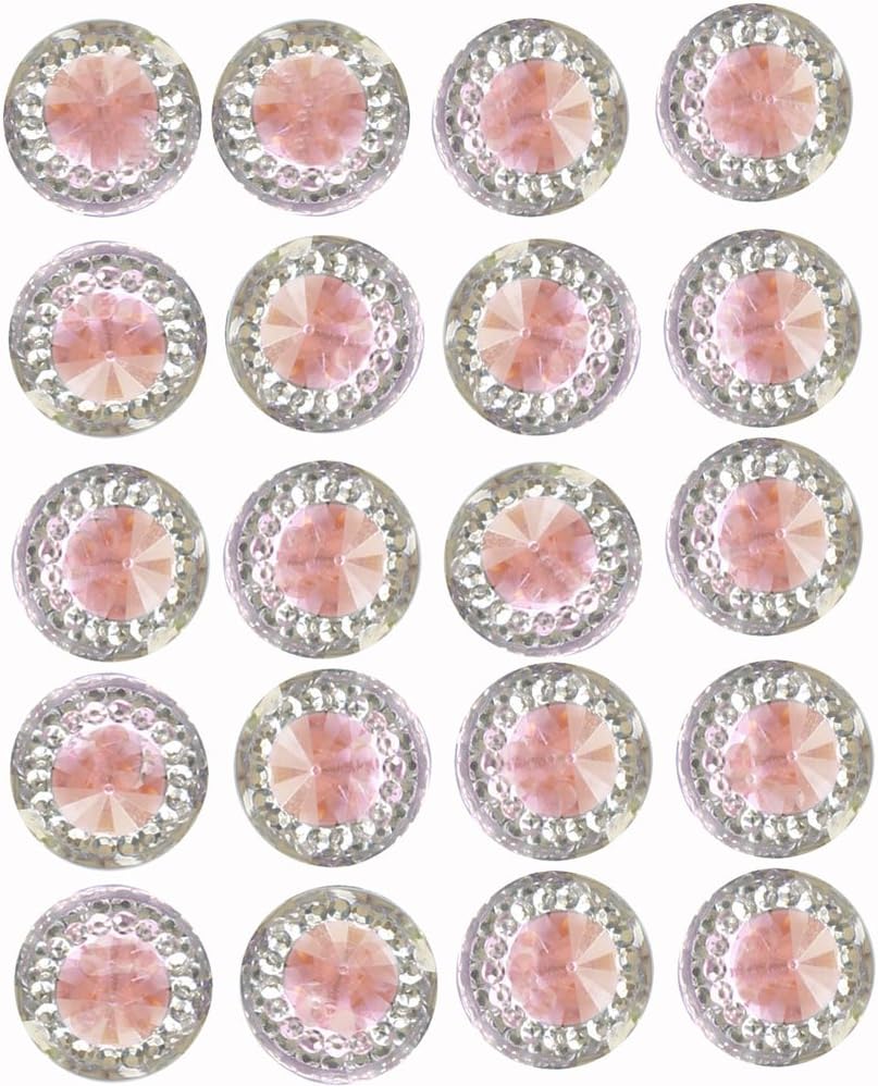 Syntego 40 x Self Adhesive Round Diamante Rhinestones Acrylic Crystals Stick on Gems for Card Making (Pink)