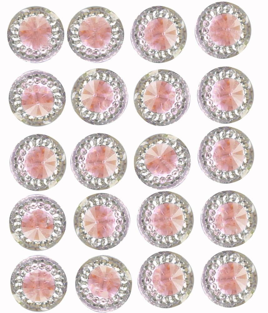 Syntego 40 x Self Adhesive Round Diamante Rhinestones Acrylic Crystals Stick on Gems for Card Making (Pink)