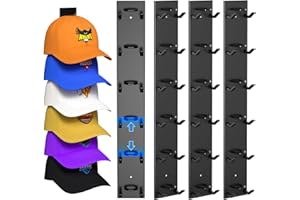 Nunibum 4 Pack Hat Organizer for Baseball Caps, Hat Rack for Wall Hold up to 24 Hats with Strong Adhesive, Multilayer Organizers and Storage Hat Holder Hanger Display for Door Closet and Bedroom