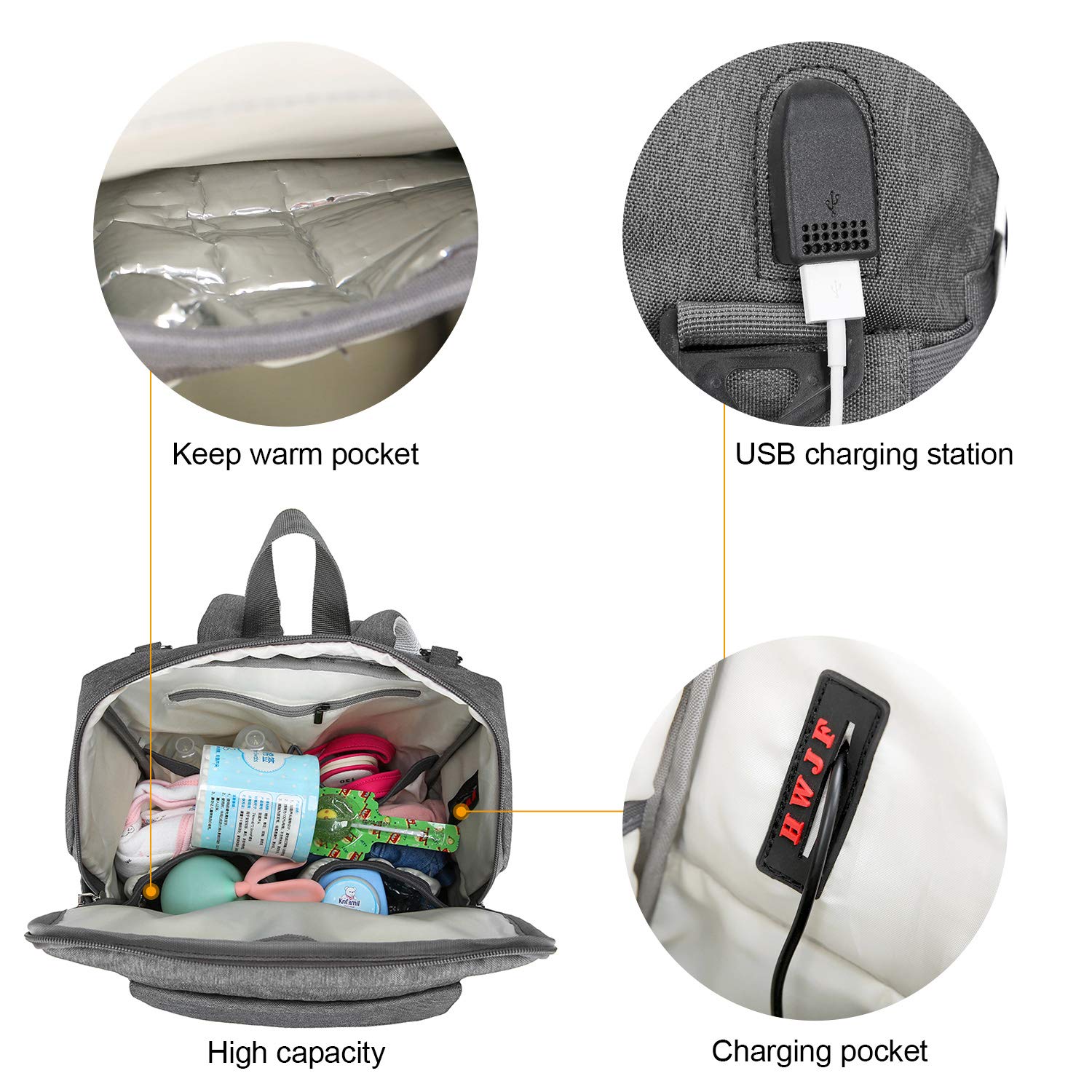 SENWOW Diaper Bag, Mom\'s All-Around Helper Changing Bag Portable Multifunctional Baby Bag Backpack Chair Fixing Function, Grey