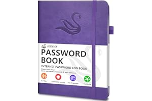 JXSELECT Elegant Password Book with Alphabetical Tabs - Hardcover Password Book for Internet Website Address Login - 7" x 10" Password Keeper and Organizer w/Notes Section & Back Pocket (Violet Purple)