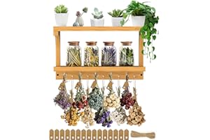 AO LI GEI Herb Drying Rack Hanging 3 Tier Flower Drying with 12PCS Brown Gift Tags and 26ft Natural Jute Twine herb Dryer,Saving Space Herb & Flower Dryer, Home Décor & Gift Idea