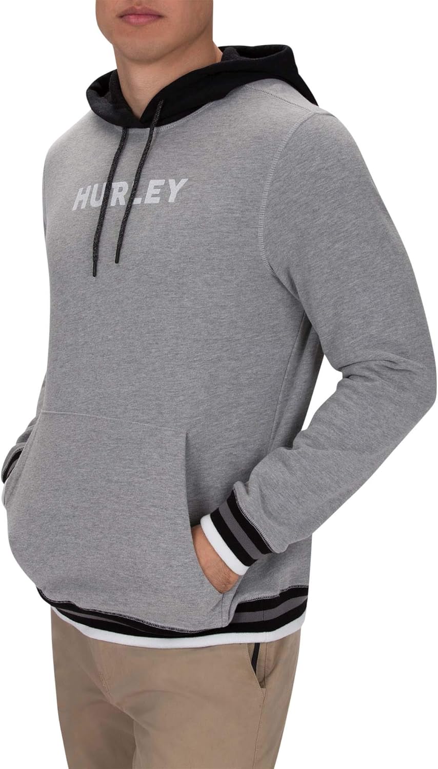 Hurley Men's Long Sleeve Fleece Pullover Hoodie: Clothing