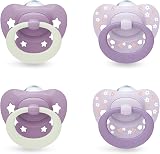 NUK First Choice Classic Night Dummies 0-6 Months 4 Count Glow in Dark Purple view 1