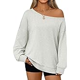 AUTOMET Women Off the Shoulder Sweatshirt Oversized Tops Fall Outfits 2026 Y2k Clothes Fashion Clothing Trendy Top