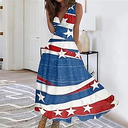 CHRATLHI 4th of July Dress Women Summer Red White