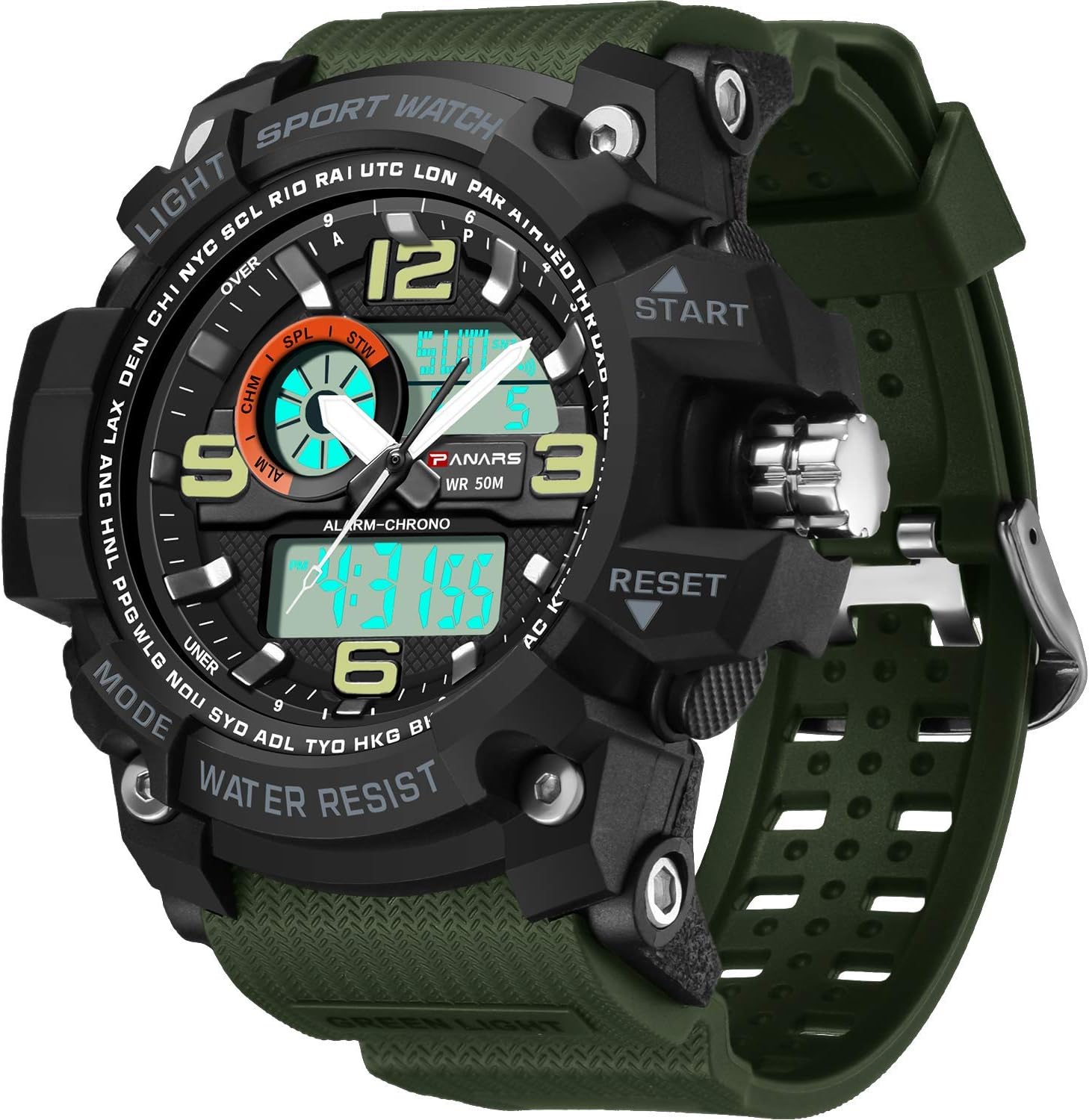 Men's Watches Sports Outdoor Waterproof Military Watch Date Multi Function Tactics LED Alarm Stopwatch