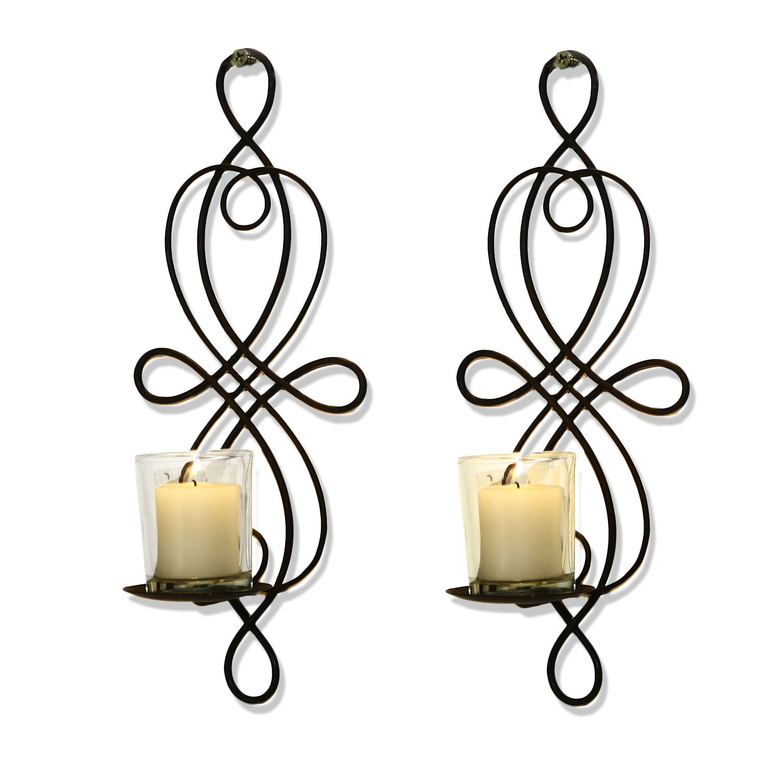 Adeco HD0021 Candle Holder, Black with Antique Finish