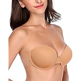 HANSCA Backless Strapless Push Up Bra for Women Thick Padded Sticky Underwired Bras Self Adhesive