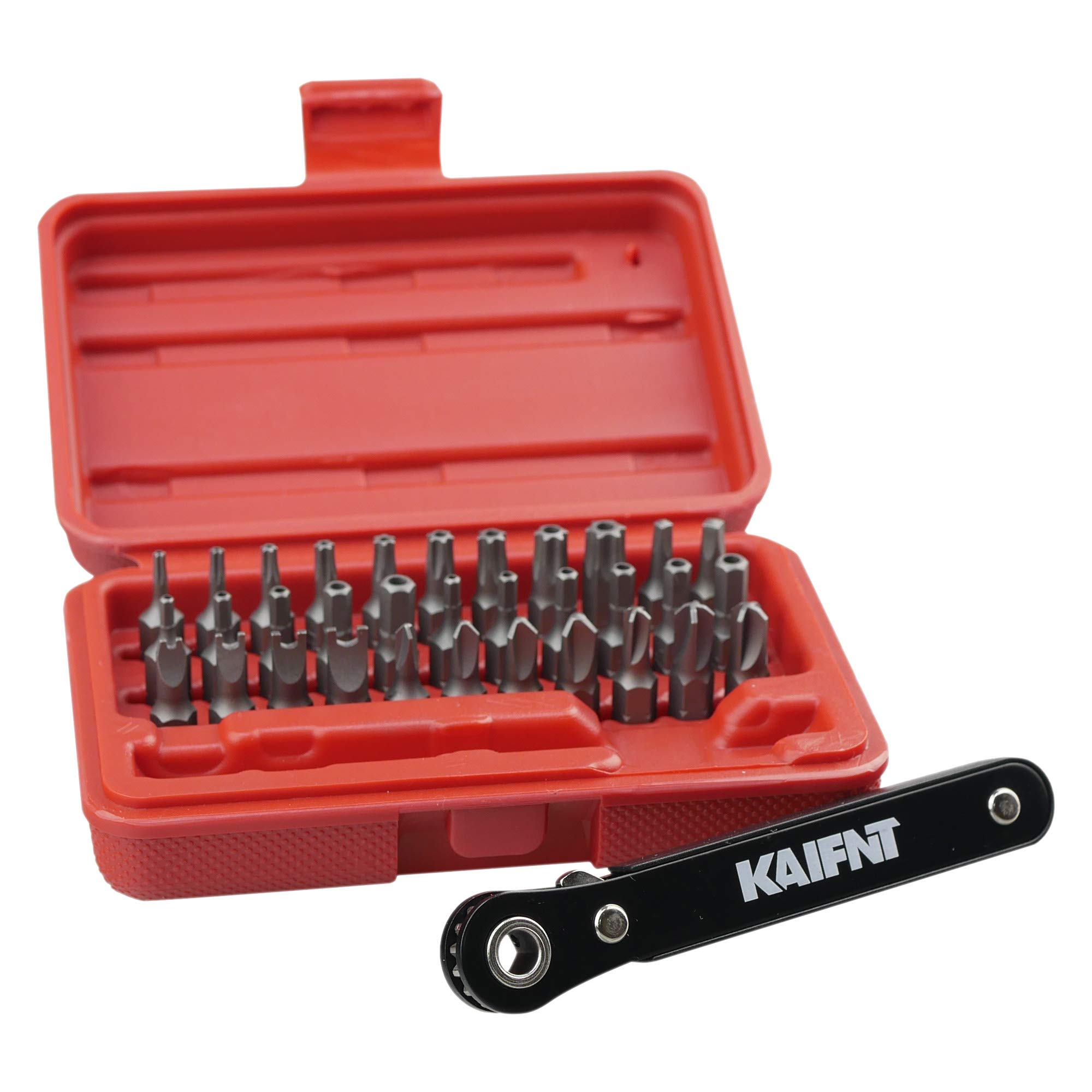 Photo 1 of KAIFNT K401 Tamper-Proof Security Bit Set with Mini Ratchet Wrench, 1/4-Inch Drive, 34-Piece