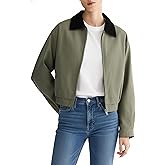 Orolay Women's Cropped Barn Jacket Casual Utility Zip Up Jacket Corduroy Collar Fall Trench Coat