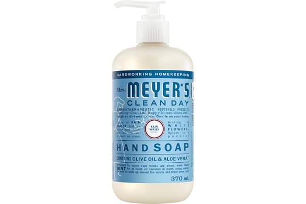 Mrs. Meyer's Clean Day Liquid Hand Soap, Cruelty Free and Biodegradable Hand Wash Made with Essential Oils, Rain Water Scent,