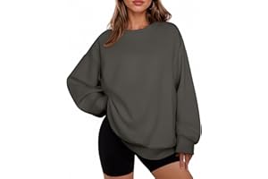 PINSPARK Womens Sweatshirt Crewneck Fleece Pullover Tops Oversized Sweat Shirts with Thumbholes Pockets Fall Outfits