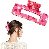 Valentine's Day Hair Clip for Women Pink with Heart design Romantic Claw Clips Acrylic Hair Clips for Women Thick Hair Valentine's Day Hair Clips for Girls 1Pcs