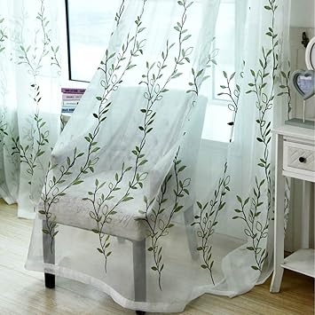 Amazon Wpkira カーテン リビングルームのベッドルーム用の牧歌的な柳