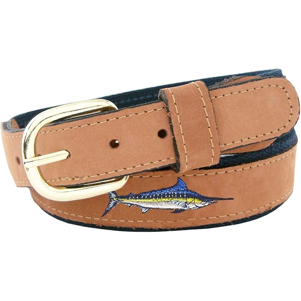 ZEP-PRO Dolphin Mahi Men's Woven Ribbon Belt - Navy Webbing With Mahi-Mahi Fish Design, Size 36