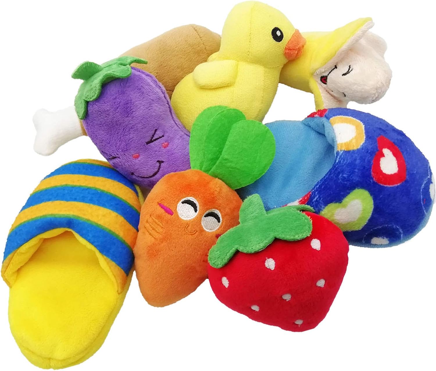 TVMALL Dog Toys Full Set 8 Pcs Plush Toy Molars Chewing Toys Squeak Toys Shoes Suits For Small and Medium Dogs