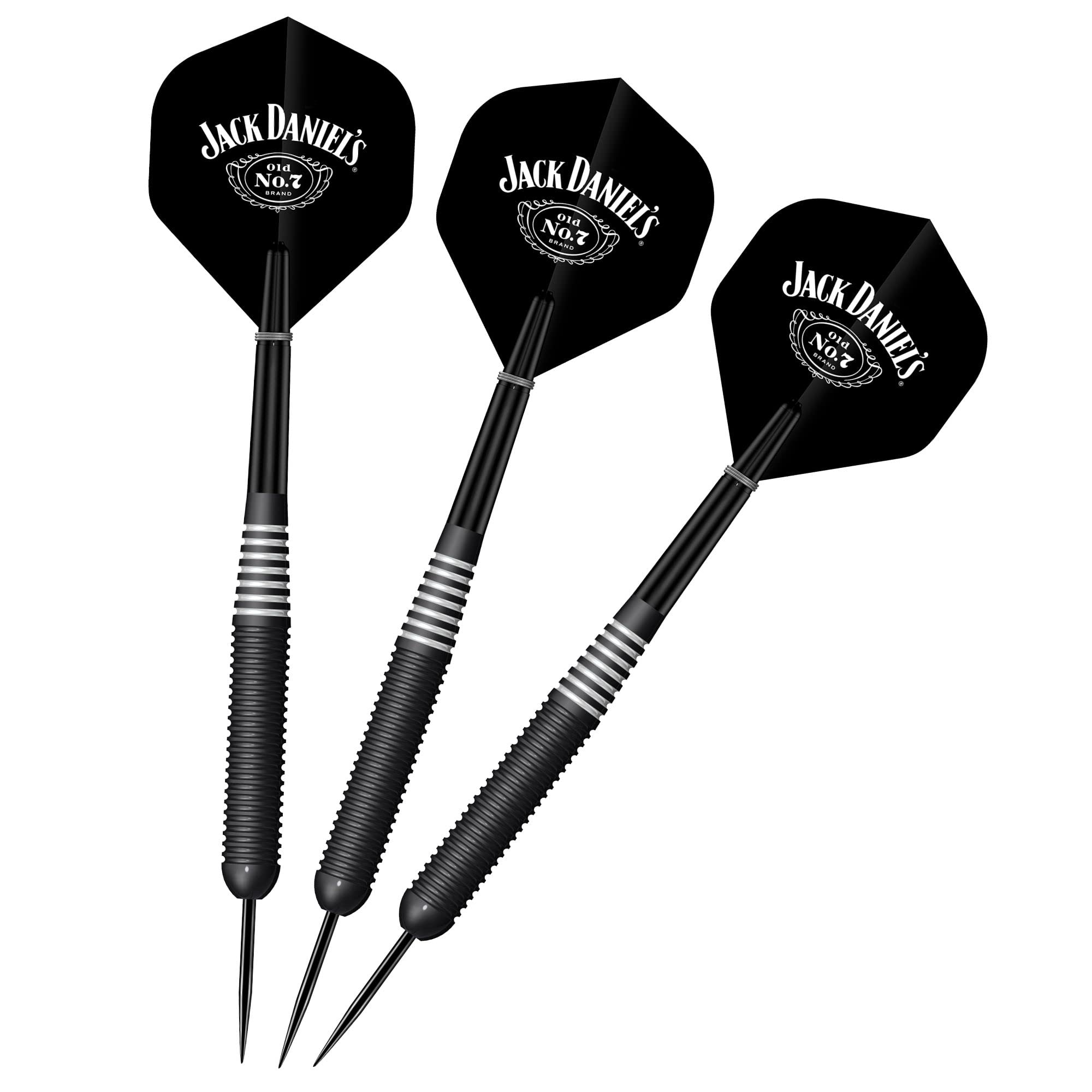 Jack Daniel's Officially Licensed Brass Steel Tip Darts Set | Electro Black White Ring | 24g (D1046)