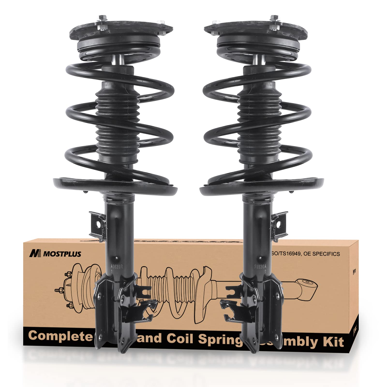 MOSTPLUS Front Complete Strut Assembly & Shock Absorber w/Coil Springs Compatible with 2009 2010 2011 2012 2013 2014 Nissan Maxima FWD, Replace 172605 172604 (Set of 2)