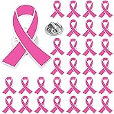 Pink Breast Cancer Pins 30PCS Bulk Breast Cancer Awareness Accessories Offical Pink Ribbon Hope Lapel Pins Brooches for Women Girls Themd Party Favors Supplies Decorations Breast Cancer Survivor Gifts