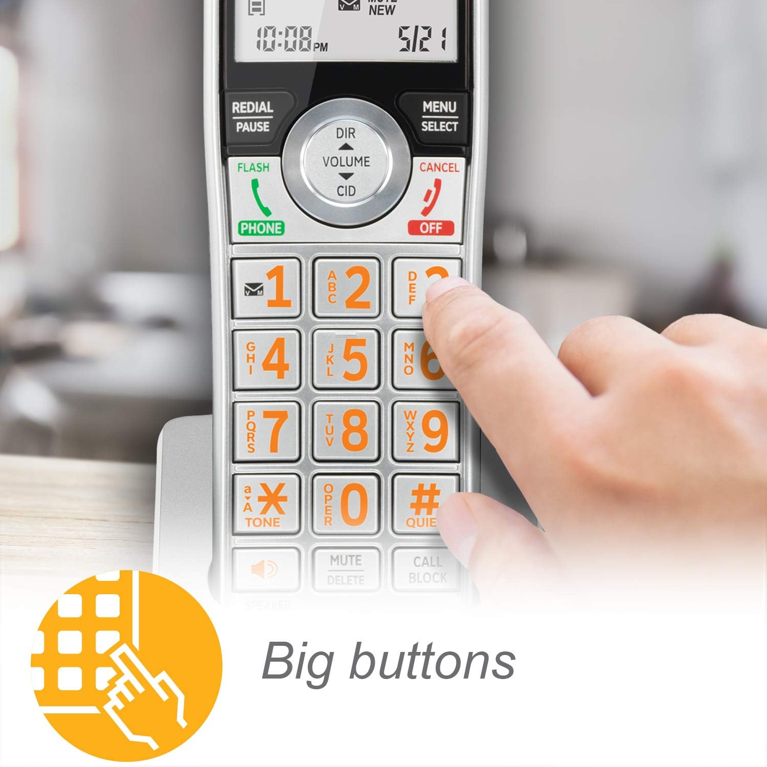 AT&T CL84107 DECT 6.0 Expandable Corded/Cordless Phone with Smart Call Blocker, Black/Silver with 1 Handset : Office Products
