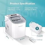 EUHOMY Countertop Ice Maker 9 Cubes in 6 Mins 2 Sizes 12kg/24h White view 8