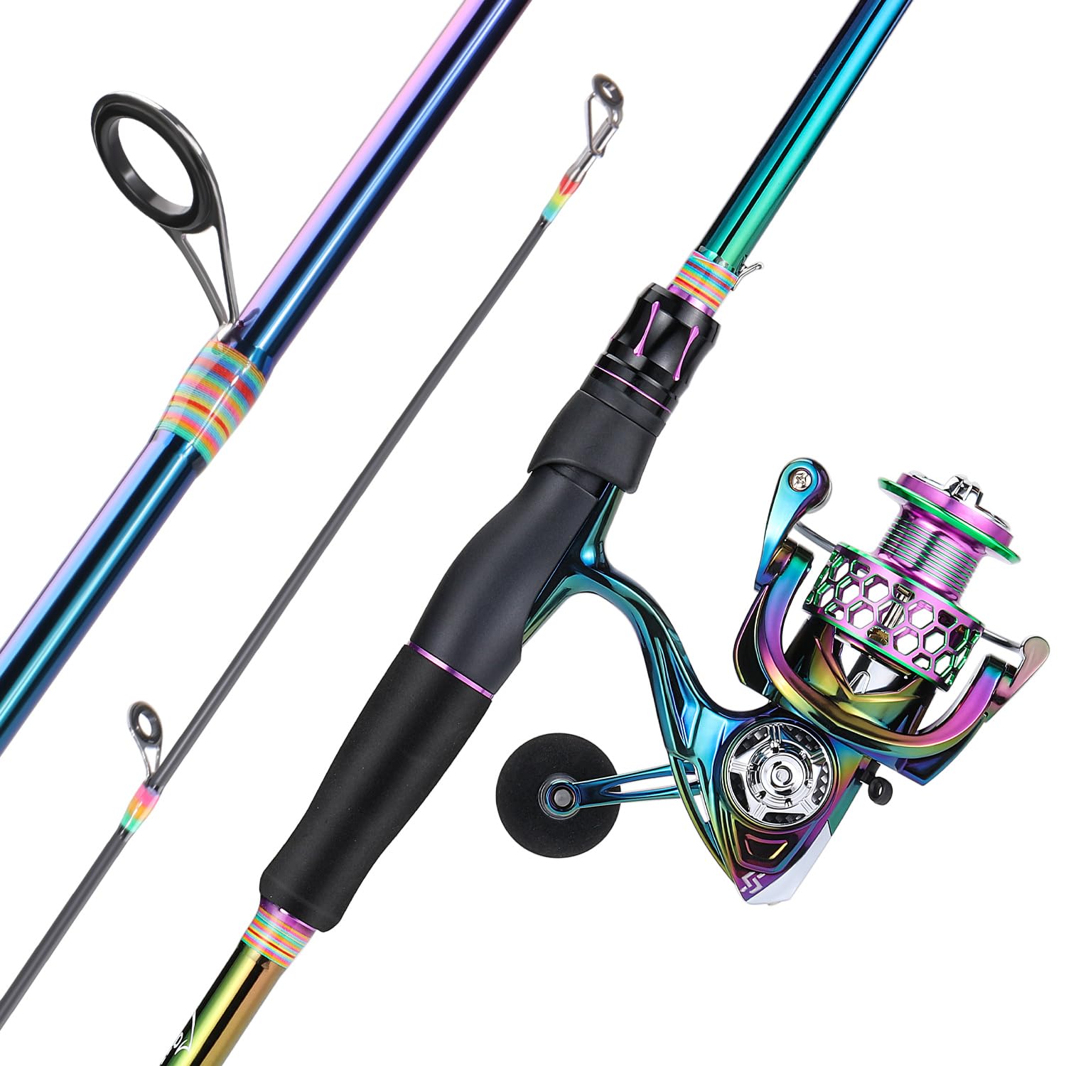 Sougayilang Spinning Fishing Combo, 2-section Colorful Poratble Light Weight Fishing Rod with Super Smooth Fishing Reel for Freshwater Saltwater-1.8Z