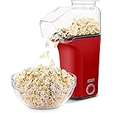 DASH Hot Air Popcorn Popper Maker with Measuring Cup to Portion Popping Corn Kernels + Melt Butter, 16 Cups - Red
