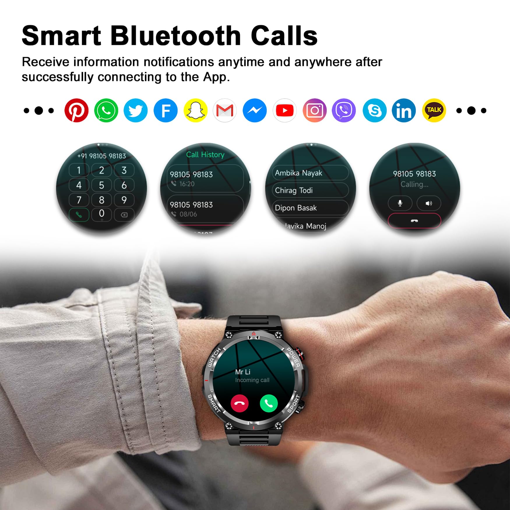 Blackview Military Smart Watch for Men, 100 Days Battery/Flashlight/Compass/120+ Sports/Bluetooth Calls, Outdoor Fitness Tracker with Heart Rate SpO2 Sleep, IP68 Waterproof Smartwatch for iOS Android