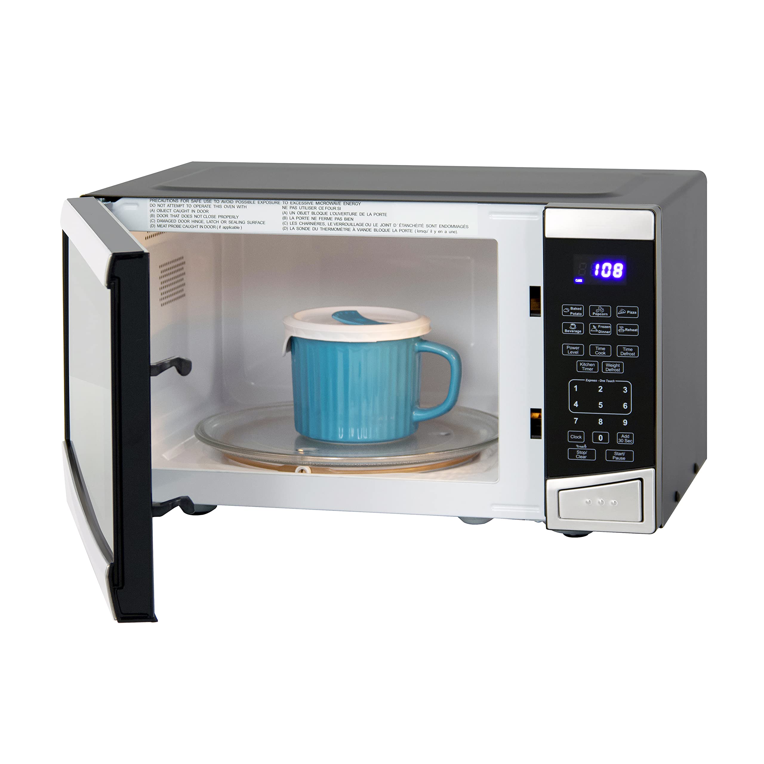 Avanti MT09V3S Microwave Oven 900-Watts Compact with 10 Power Levels and 6 Pre Cooking Settings, Speed Defrost, Electronic Control Panel and Glass Turntable, 0.9-Cu.Ft, Stainless Steel