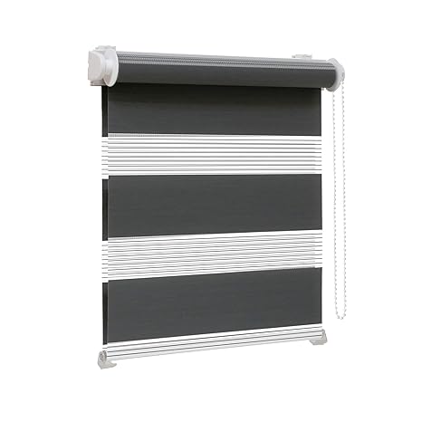 Victoria M. Zevra Doppelrollo Duo Rollo lichtdurchlässig, 35 x 160 cm, dunkelgrau