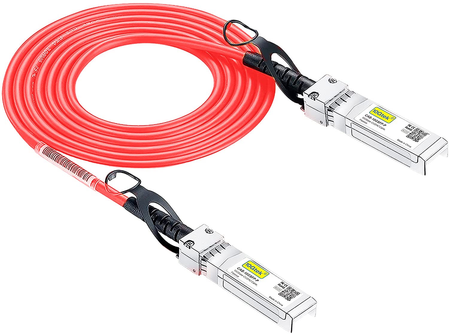 Photo 1 of 10Gtek [Red Colored 10G SFP+ DAC Cable - Twinax SFP Cable for Ubiquiti UniFi Devices, 2-Meter(6.5ft)